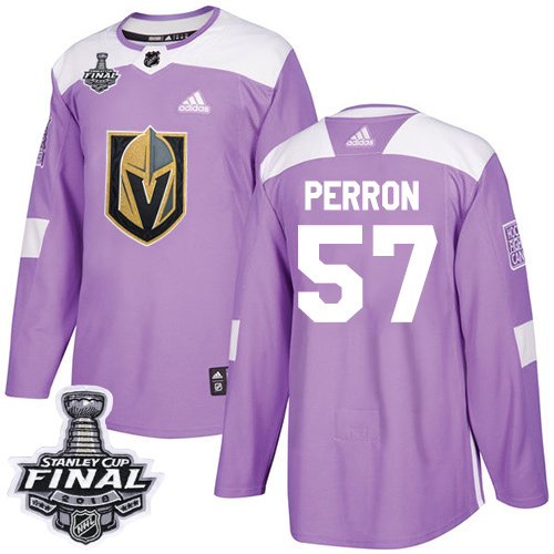 Adidas Golden Knights #57 David Perron Purple Authentic Fights Cancer 2018 Stanley Cup Final Stitched Youth NHL Jersey